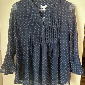 Women's Navy Blue Patterned Top